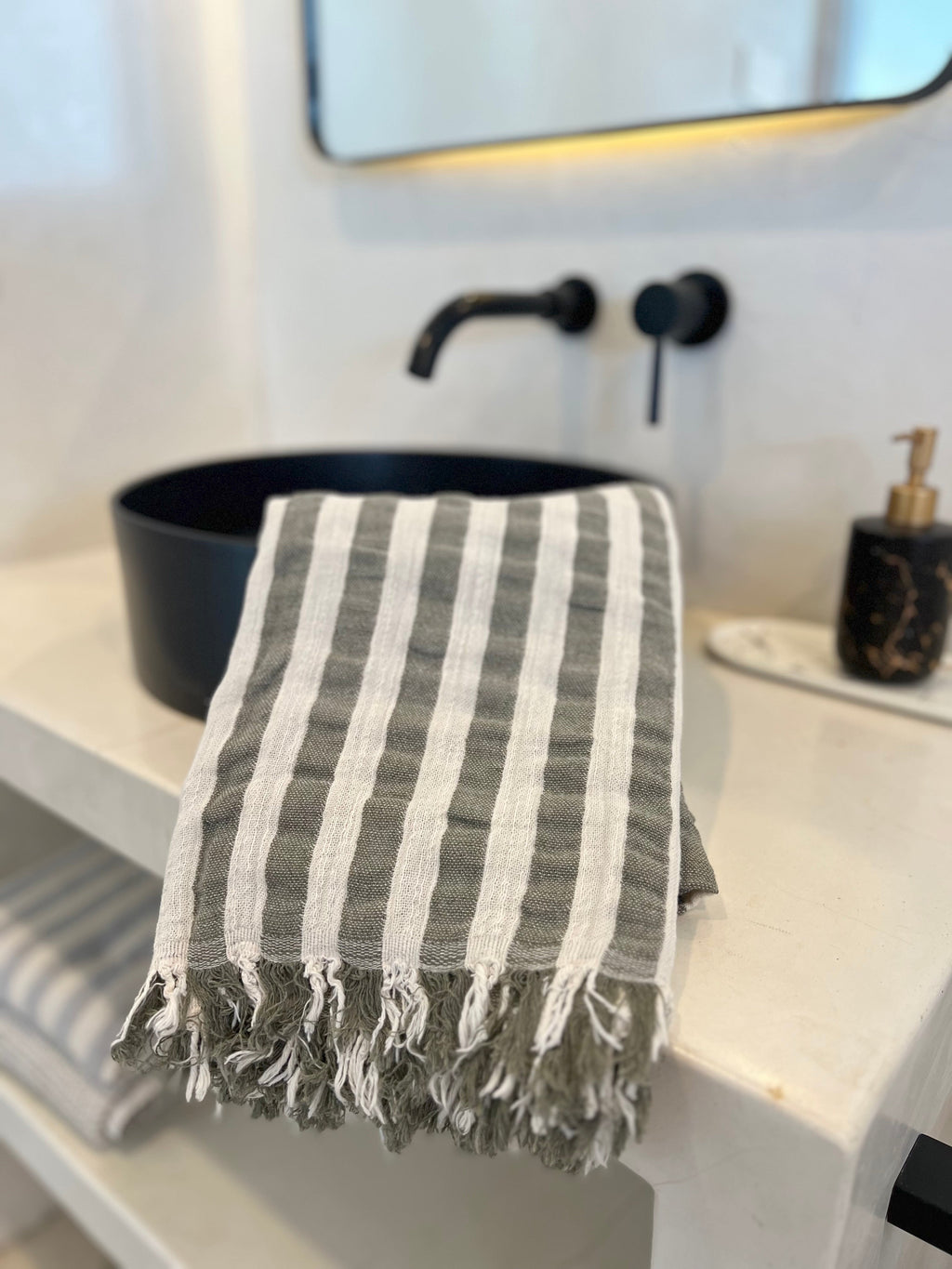 Melody Peshtemal Towel – Handwoven Turkish Hammam Towel in Green